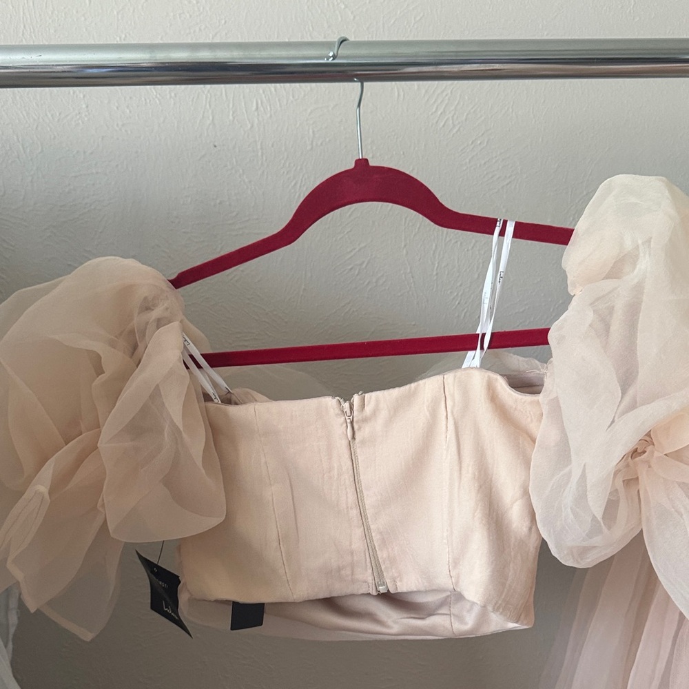 NWT Lulu's Cream Tulle Midi Skirt set - Picture 5 of 5